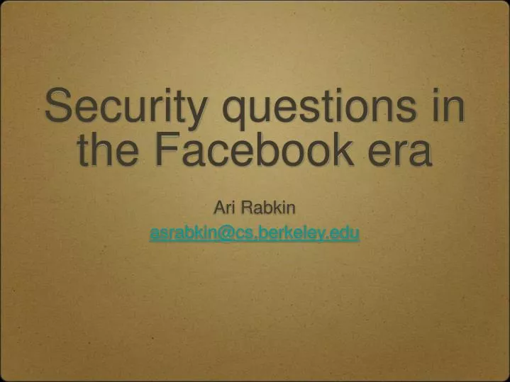 security questions in the facebook era