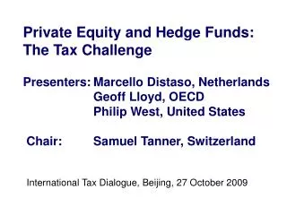 International Tax Dialogue, Beijing, 27 October 2009