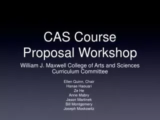 CAS Course Proposal Workshop