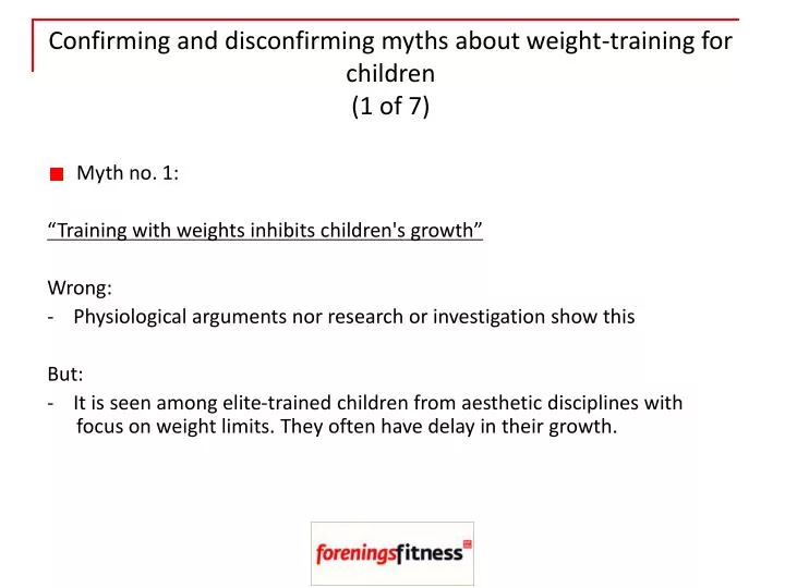 confirming and disconfirming myths about weight training for children 1 of 7