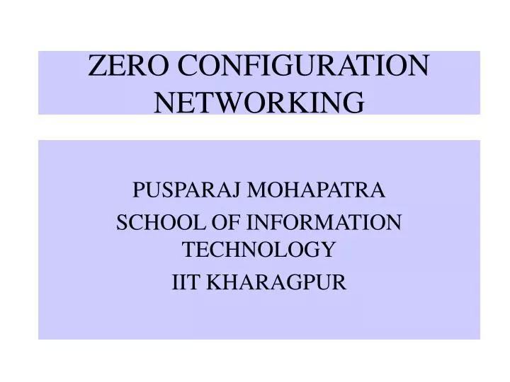 zero configuration networking