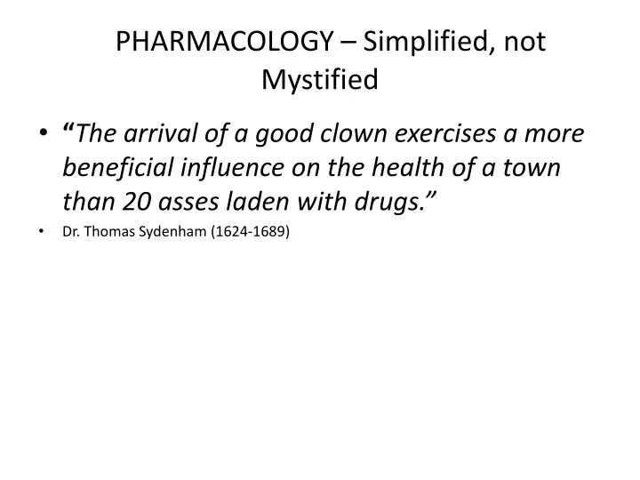pharmacology simplified not mystified