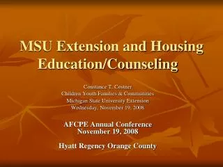 MSU Extension and Housing Education/Counseling  
