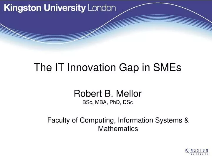 the it innovation gap in smes robert b mellor bsc mba phd dsc