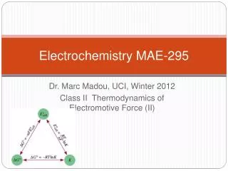 Electrochemistry MAE-295