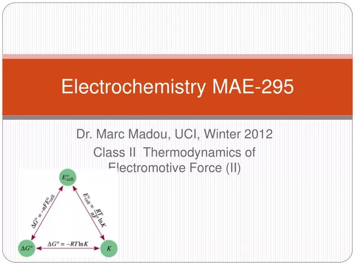electrochemistry mae 295