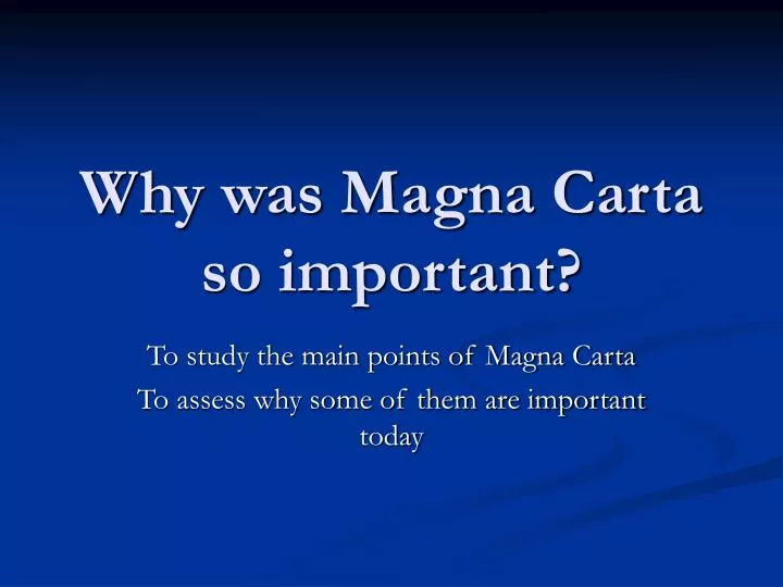 why was magna carta so important