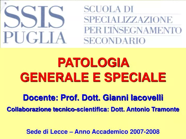 patologia generale e speciale