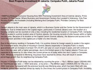 Best Property Investment In Jakarta: Cempaka Putih, Jakarta