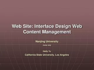 Web Site: Interface Design Web Content Management
