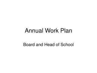 Annual Work Plan