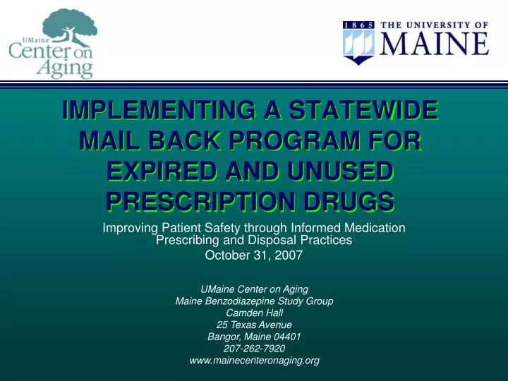 implementing a statewide mail back program for expired and unused prescription drugs