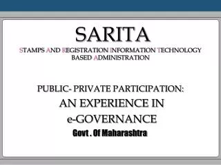 SARITA S TAMPS A ND R EGISTRATION I NFORMATION T ECHNOLOGY BASED A DMINISTRATION