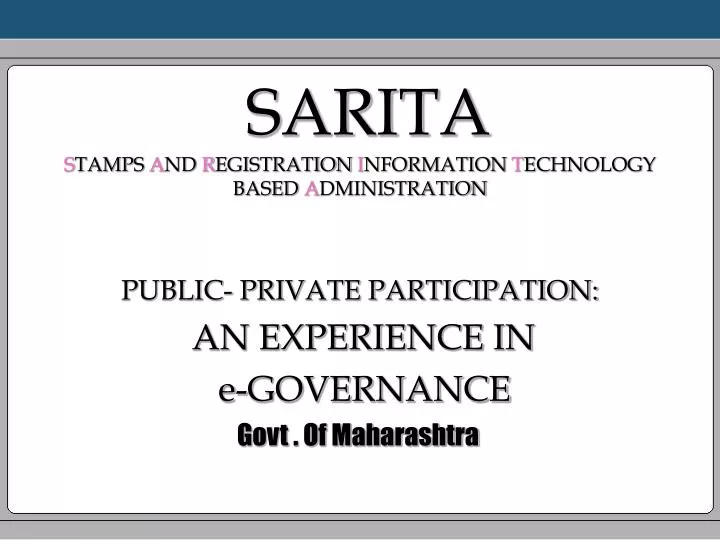 sarita s tamps a nd r egistration i nformation t echnology based a dministration