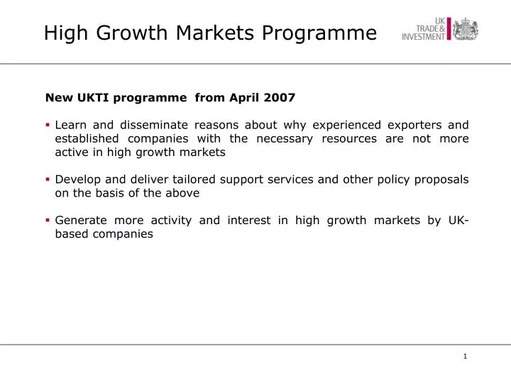 high growth markets programme