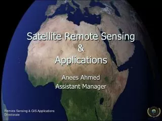 Satellite Remote Sensing &amp; Applications