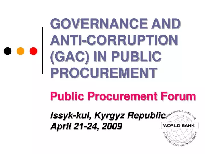 governance and anti corruption gac in public procurement