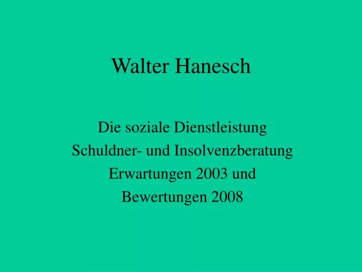 walter hanesch