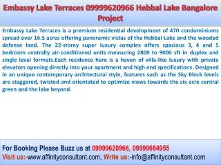 Embassy Group Terraces Launches New Project Embassy Lake Te