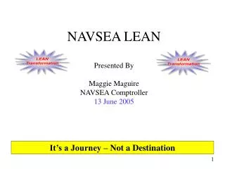 NAVSEA LEAN Presented By Maggie Maguire NAVSEA Comptroller 13 June 2005