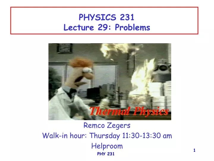 physics 231 lecture 29 problems