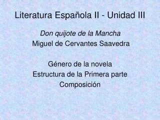 Literatura Española II - Unidad III