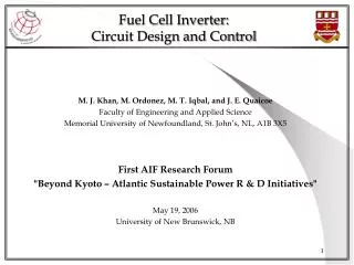 Fuel Cell Inverter: Circuit Design and Control