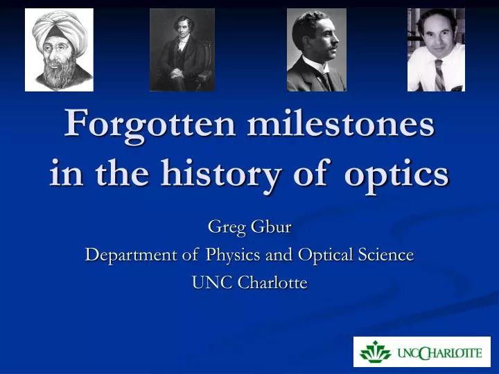 forgotten milestones in the history of optics