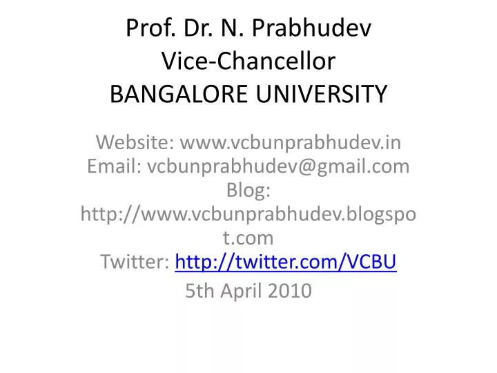 prof dr n prabhudev vice chancellor bangalore university