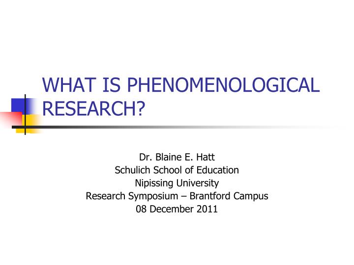 what is phenomenological research