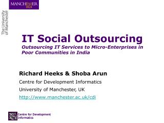 IT Social Outsourcing Outsourcing IT Services to Micro-Enterprises in Poor Communities in India