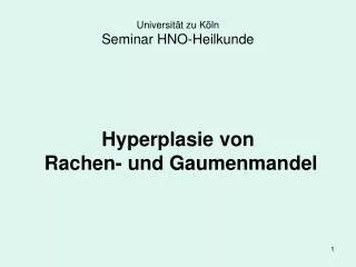 Universität zu Köln Seminar HNO-Heilkunde