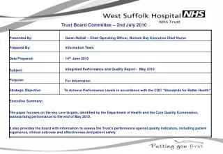 Trust Board Committee – 2nd July 2010