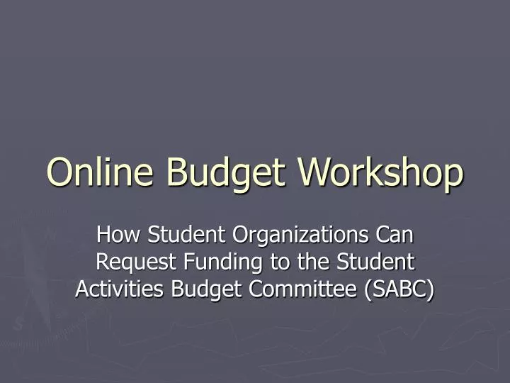 online budget workshop