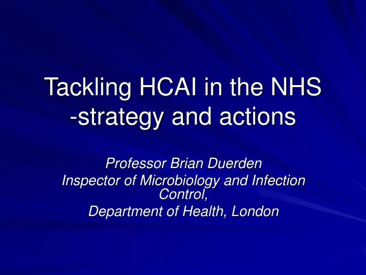 tackling hcai in the nhs strategy and actions