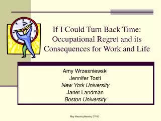 If I Could Turn Back Time: Occupational Regret and its Consequences for Work and Life
