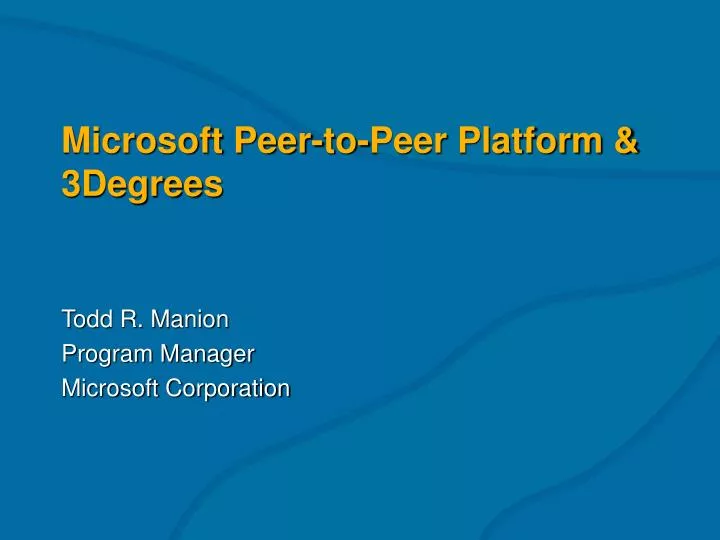microsoft peer to peer platform 3degrees