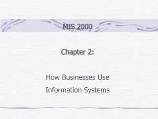 MIS 2000 Chapter 2: How Businesses Use Information Systems