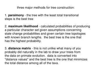 three major methods for tree construction: