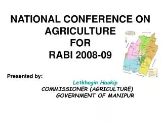 NATIONAL CONFERENCE ON AGRICULTURE FOR RABI 2008-09