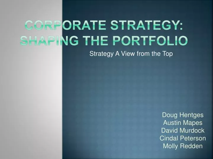 corporate strategy shaping the portfolio