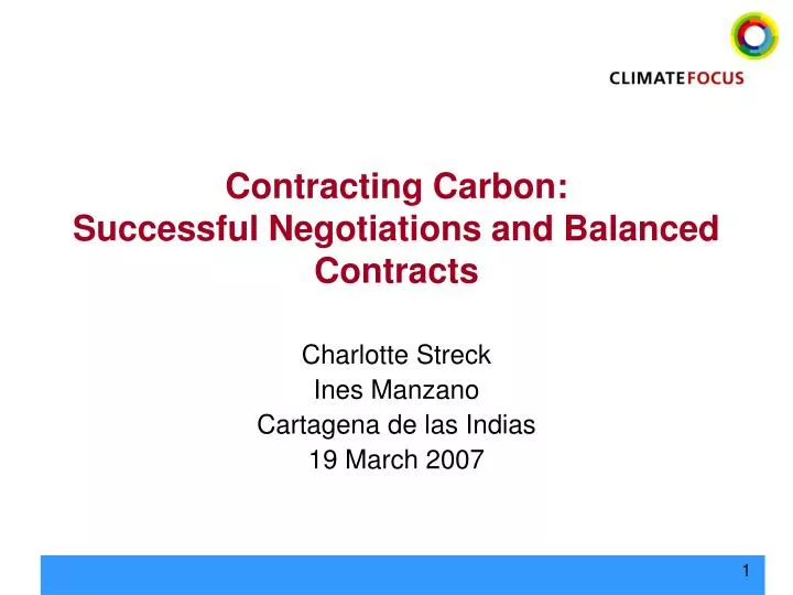 contracting carbon successful negotiations and balanced contracts