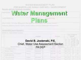 Water Management Plans