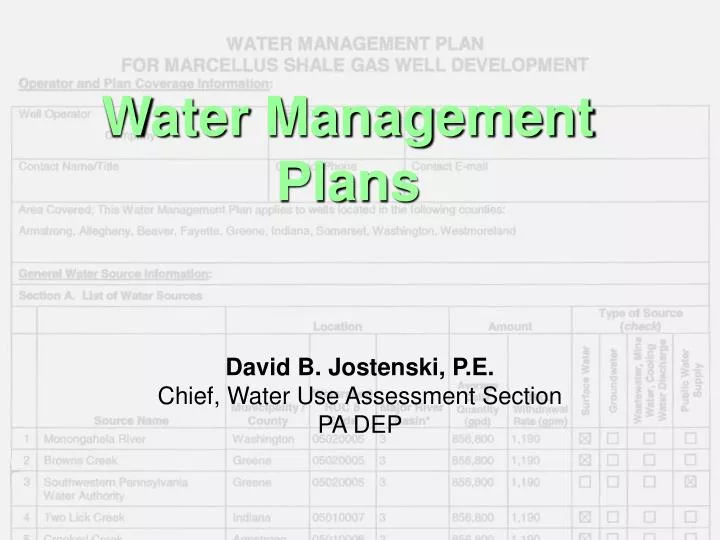 water management plans