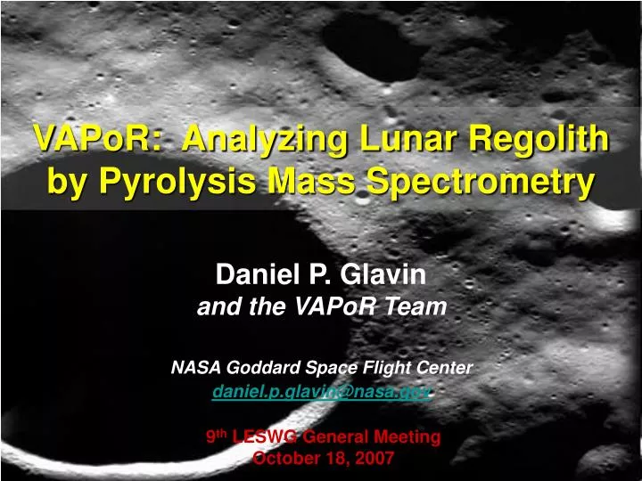 vapor analyzing lunar regolith by pyrolysis mass spectrometry