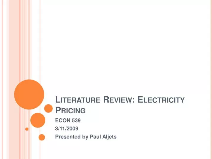 literature review electricity pricing