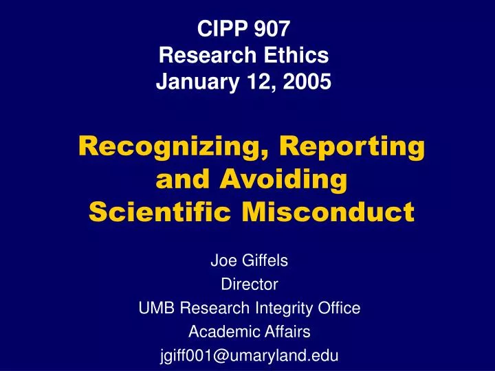 recognizing reporting and avoiding scientific misconduct