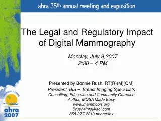 The Legal and Regulatory Impact of Digital Mammography