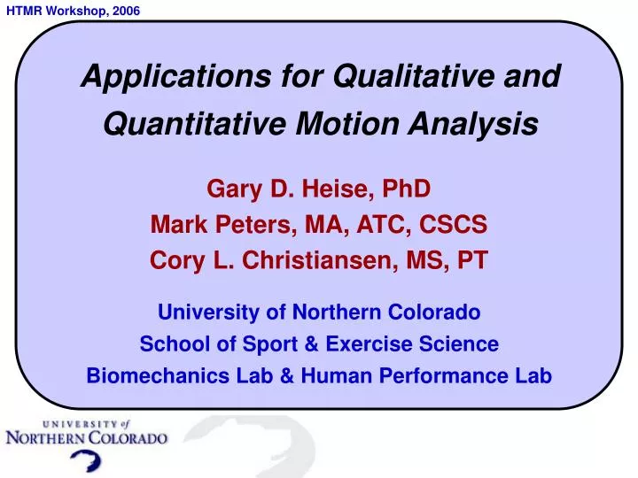 applications for qualitative and quantitative motion analysis