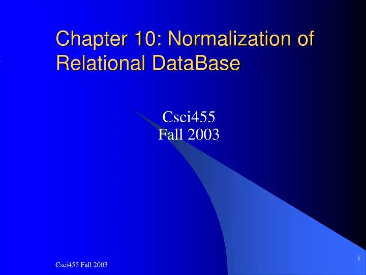 chapter 10 normalization of relational database